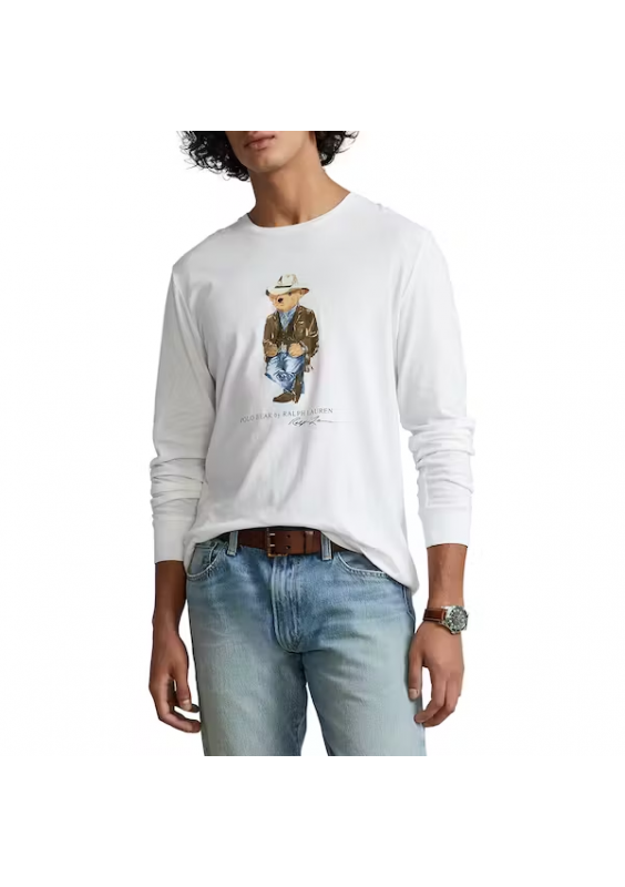 Polo Ralph Lauren CUSTOM SLIM FIT POLO BEAR T-SHIRT - T-shirt z nadrukiem