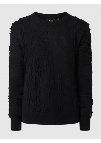CARLO COLUCCI Sweter ze wzorem z fakturą - Czarny