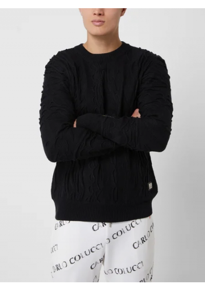 CARLO COLUCCI Sweter ze wzorem z fakturą - Czarny
