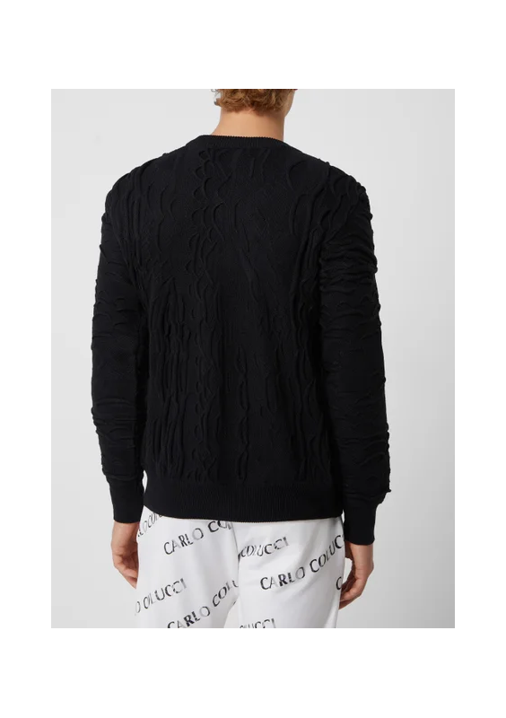 CARLO COLUCCI Sweter ze wzorem z fakturą - Czarny