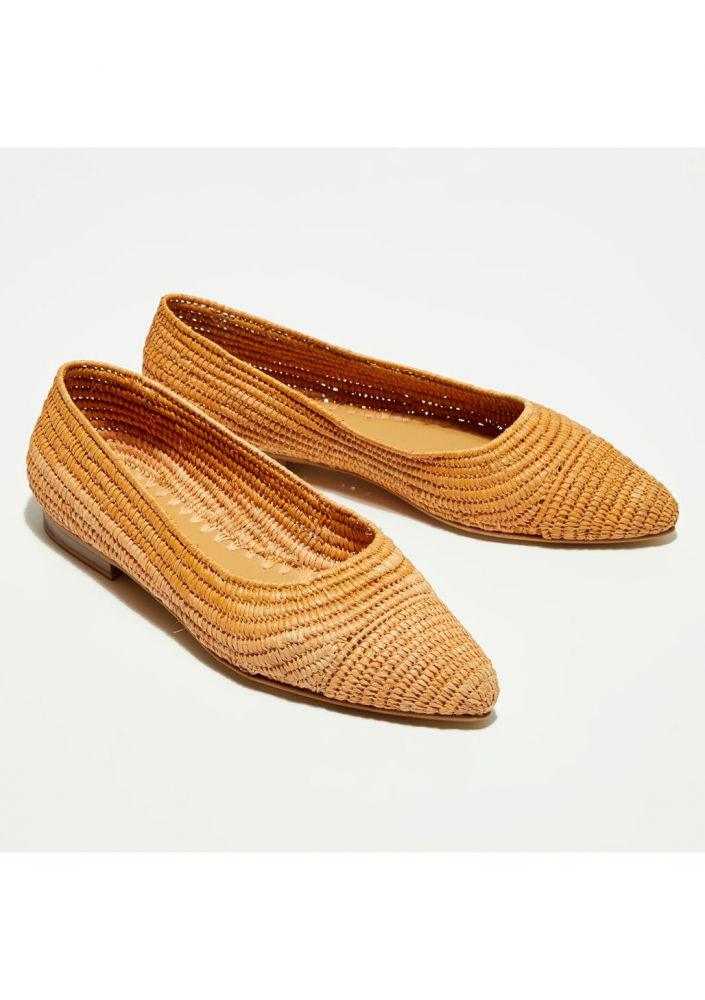 QUARTIER LATIN Baleriny z beżowej rafii