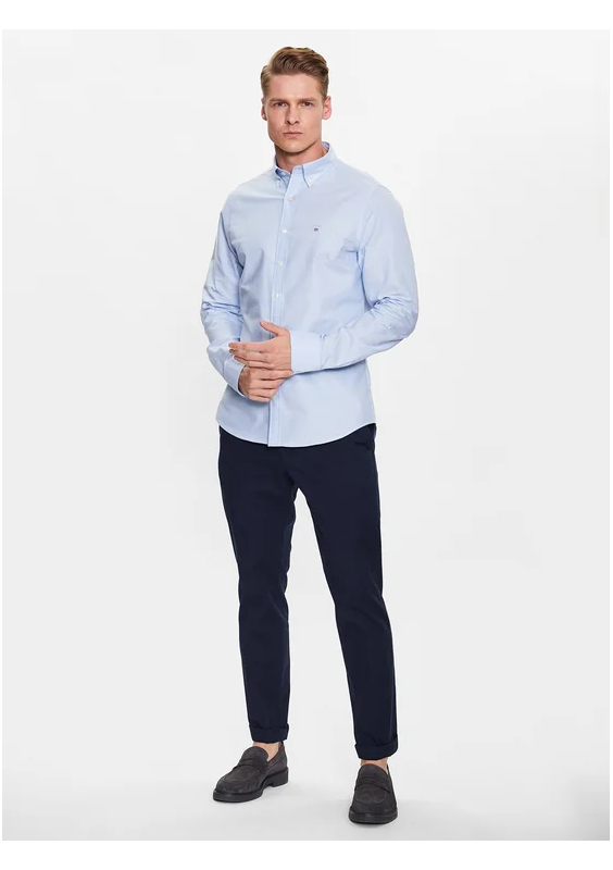 GANT Koszula Oxford 3046002 Niebieski Slim Fit