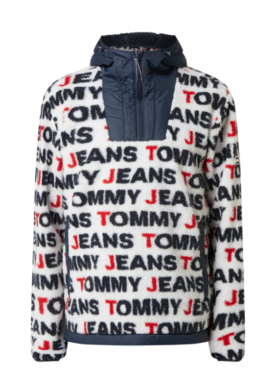 Tommy Jeans Kurtka zakładana przez głowę z podszewką ze sztucznego kożuszka - brudny biały