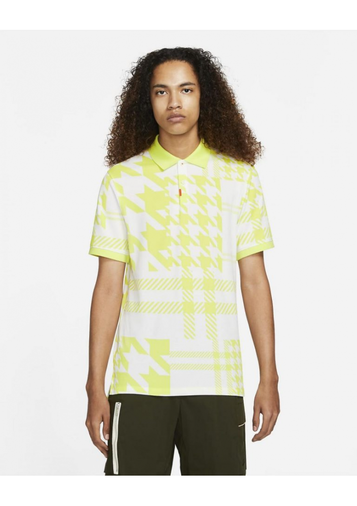 NIKE KOSZULKA POLO O DOPASOWANYM KROJU W KRATKĘ LIGHT LEMON TWIST/LIGHT