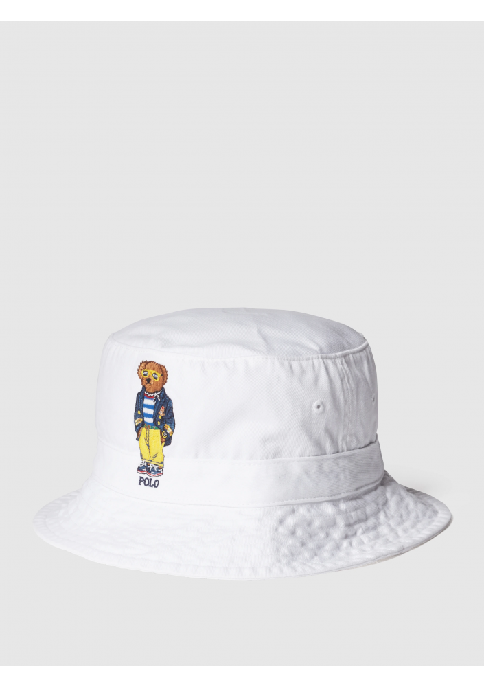 Polo Ralph Lauren Czapka typu bucket hat z wyhaftowanym logo - biały