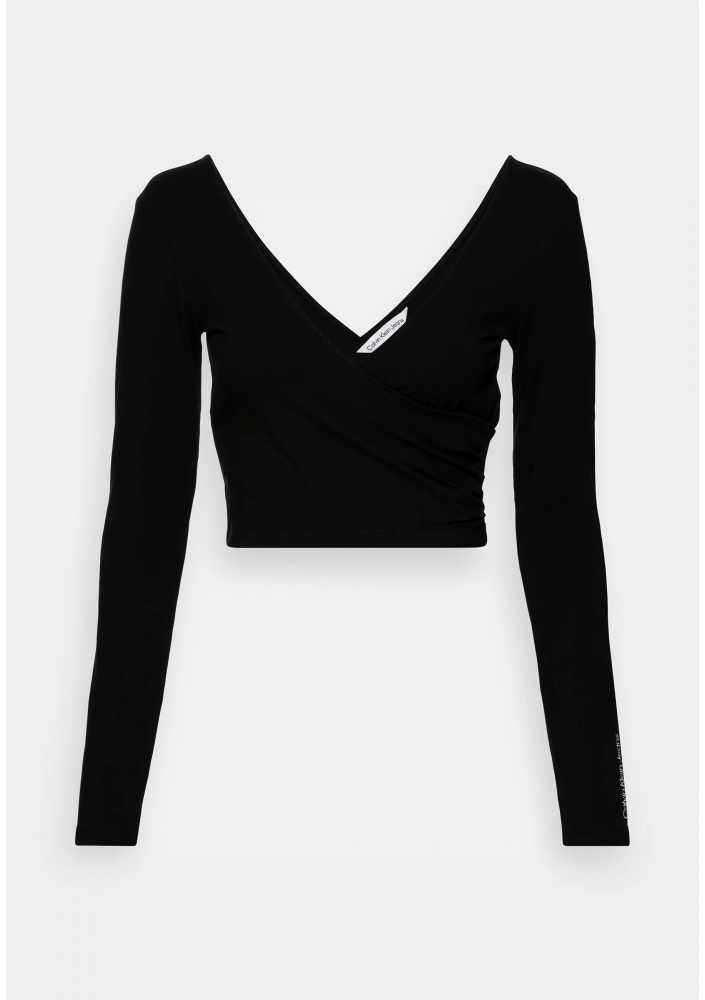 Calvin Klein Jeans WRAP RIB BANDEAU LONG SLEEVES - Bluzka z długim rękawem