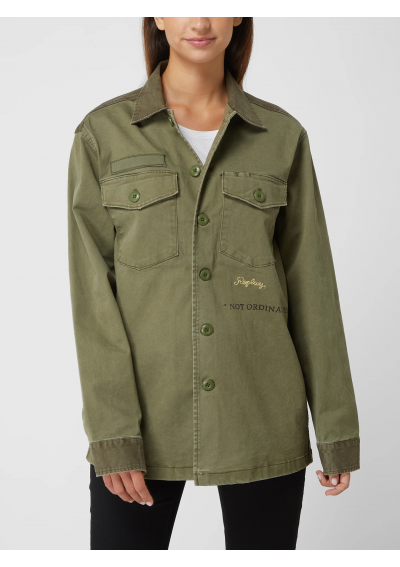 Replay Kurtka koszulowa o kroju oversized z napisem - khaki