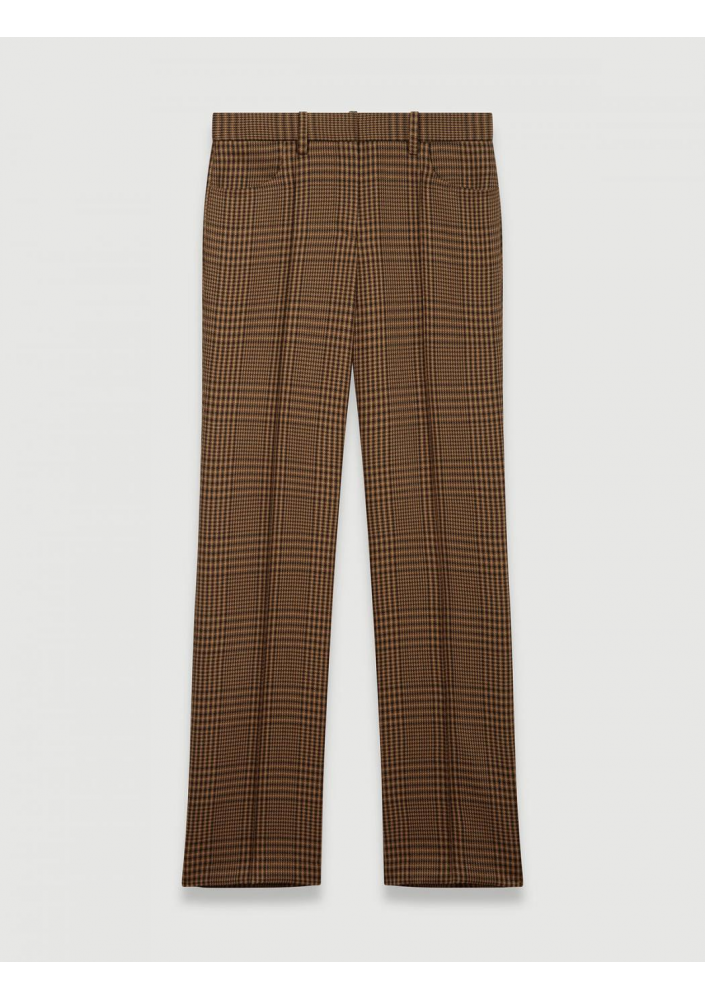 Maje Damskie proste spodnie w brązową kratę