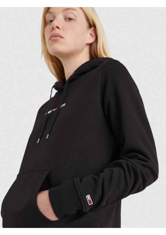 TOMMY HILFIGER OCIEPLANA BLUZA DAMSKA TJW LINEAR LOGO HOODIE BLACK