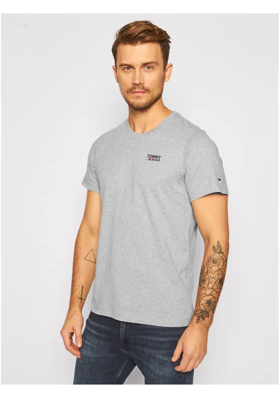 Tommy Jeans T-Shirt Corp Logo C Neck DM0DM09588 Szary Regular Fit