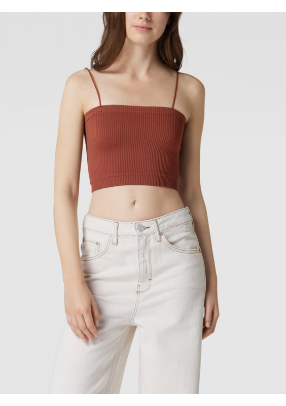 BDG Urban Outfitters Krótki top z cienkimi ramiączkami - koniakowy