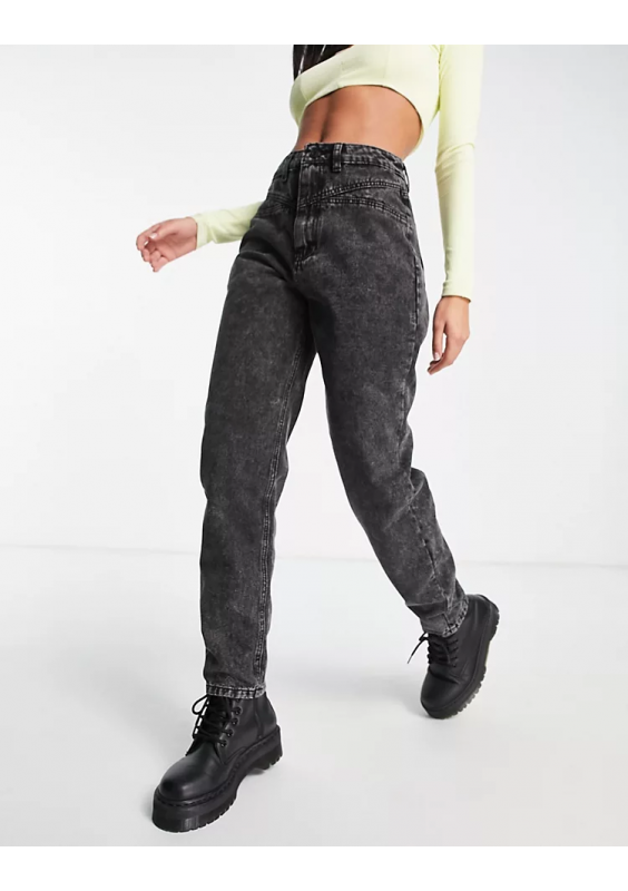 Missguided Riot – Czarne jeansy z detalami ze szwami