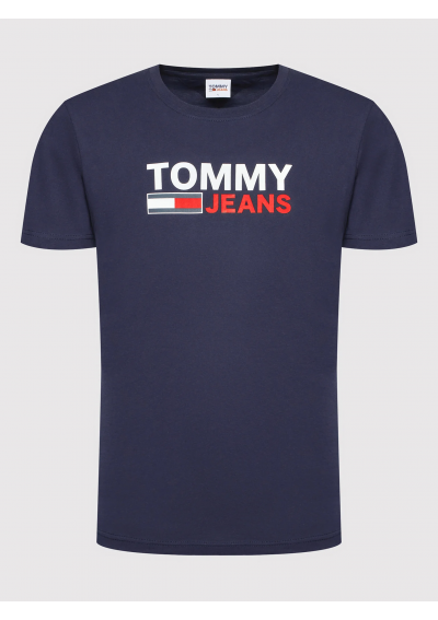 Tommy Jeans T-Shirt Corp Logo DM0DM15379 Niebieski Regular Fit
