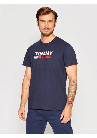 Tommy Jeans T-Shirt Corp Logo DM0DM15379 Niebieski Regular Fit