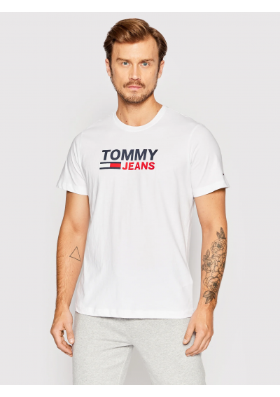 Tommy Jeans T-Shirt Corp Logo DM0DM15379 Niebieski Regular Fit