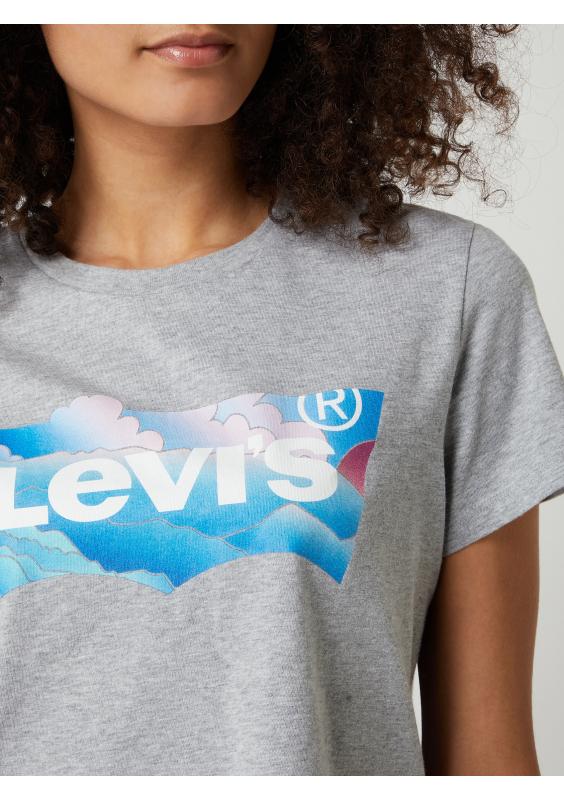 Levi's T-shirt z nadrukiem z logo model ‘Jordie’ - średnioszary melanż