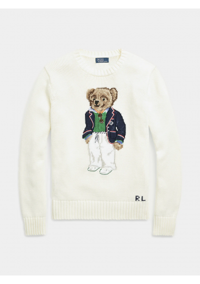 Polo Ralph Lauren Sweter Riv Bear Po 211924417001 Écru Relaxed Fit