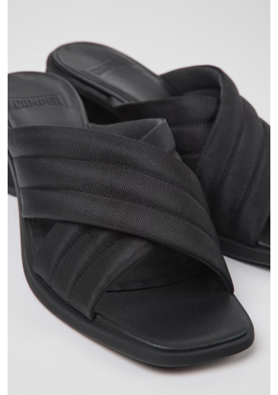 Kiara Czarne tekstylne sandały damskie