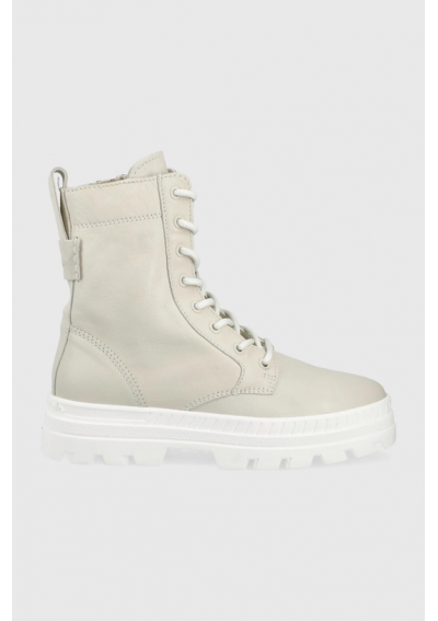 Marc O&#039;Polo workery skórzane Jessy damskie kolor beżowy na płaskim obcasie