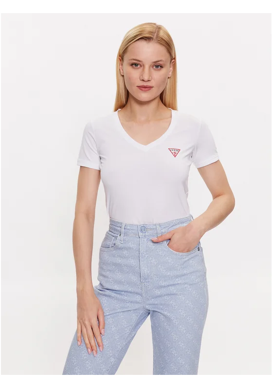 Guess T-Shirt Biały Slim Fit