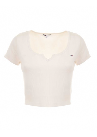 Tommy Jeans t-shirt damski kolor beżowy DW0DW18426