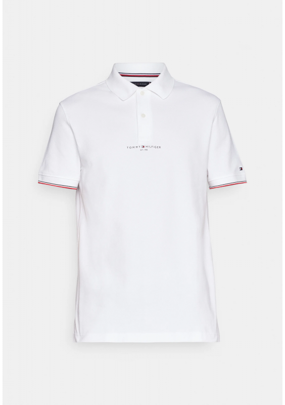 Tommy Hilfiger polo męski kolor biały z nadrukiem MW0MW34841