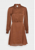VILA Sukienka mini - Vicajsa L/S Diamond Shirt Dress/Su - Brązowa