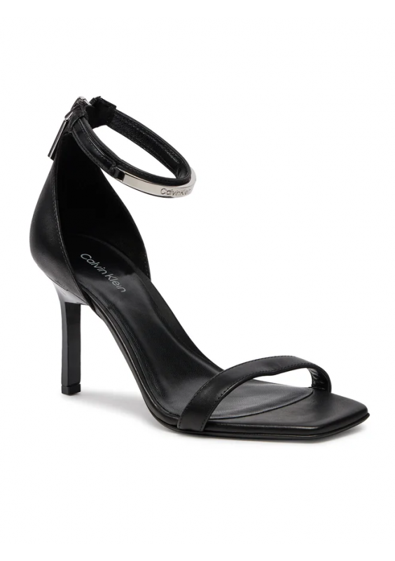 Calvin Klein Sandały Heel Sandal 90 Metal Bar Lth HW0HW01946 Czarny