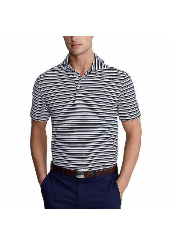 Ralph Lauren Koszulka Polo Golf Tour Pique Stripe - French Navy/White