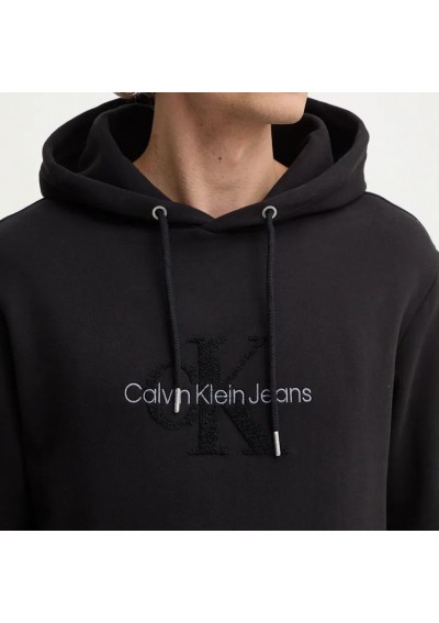 Calvin Klein Jeans bluza bawełniana męska kolor czarny z kapturem z aplikacją J30J326637