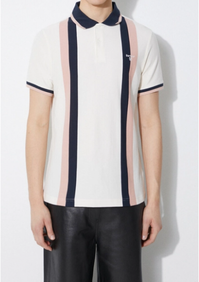 Barbour polo bawełniane Howdon kolor beżowy wzorzysty MML1366