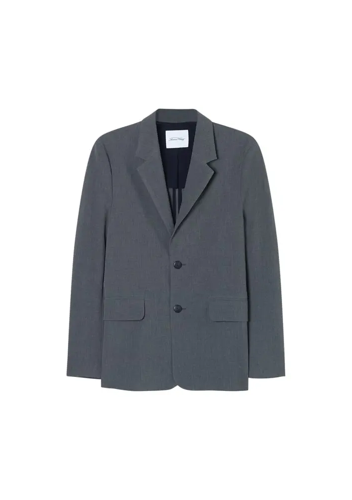 American Vintage KRÓTKA PROSTA MARYNARKA CENDRE CHINE