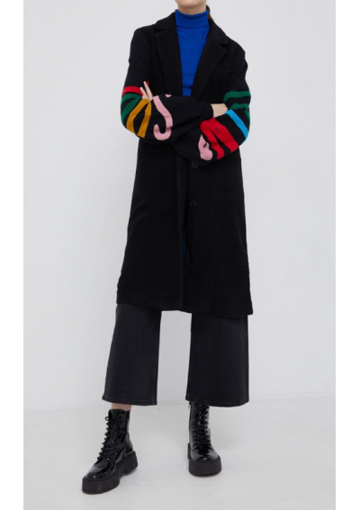 Desigual Płaszcz z domieszką wełny 21WWEWBO kolor czarny przejściowy