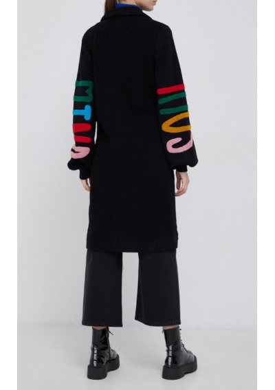 Desigual Płaszcz z domieszką wełny 21WWEWBO kolor czarny przejściowy
