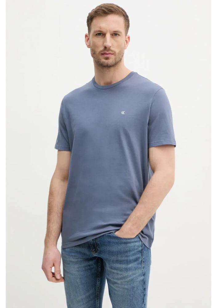 Calvin Klein Jeans t-shirt bawełniany męski kolor niebieski gładki LV040HM265