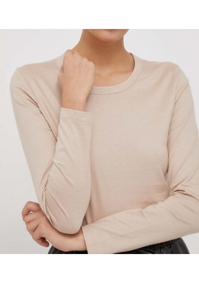 Calvin Klein longsleeve bawełniany kolor beżowy