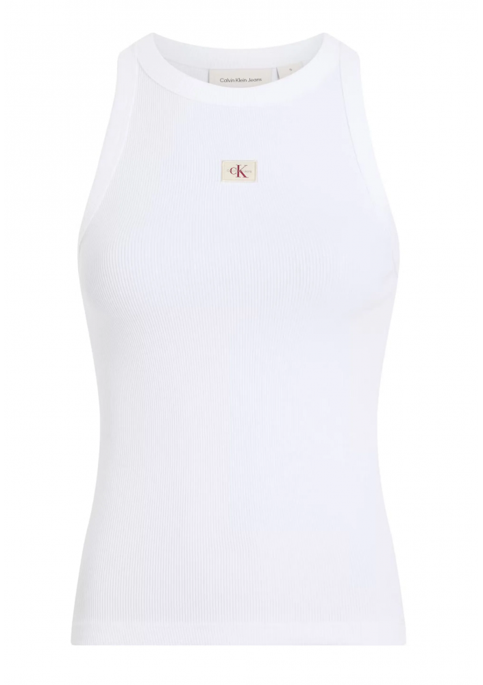 Calvin Klein Jeans Top J20J225302 Biały Slim Fit