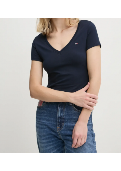 Tommy Jeans t-shirt bawełniany damski kolor granatowy DW0DW20458