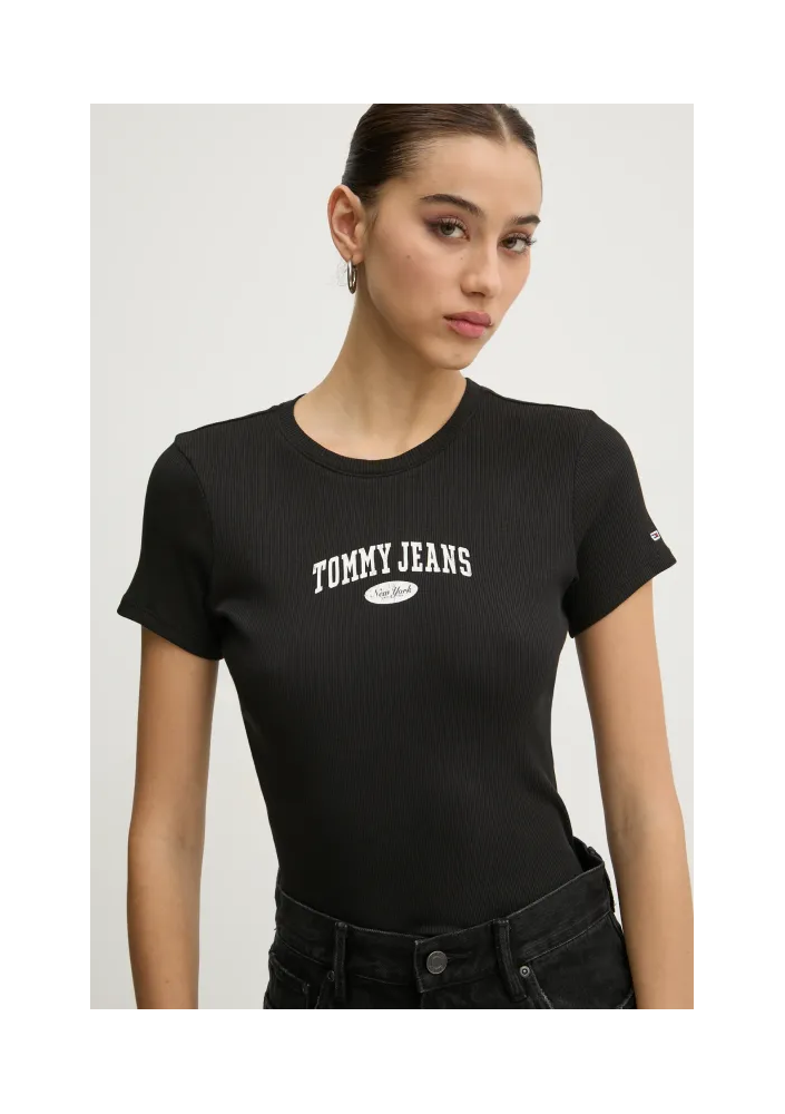 Tommy Jeans t-shirt bawełniany czarny DW0DW19435