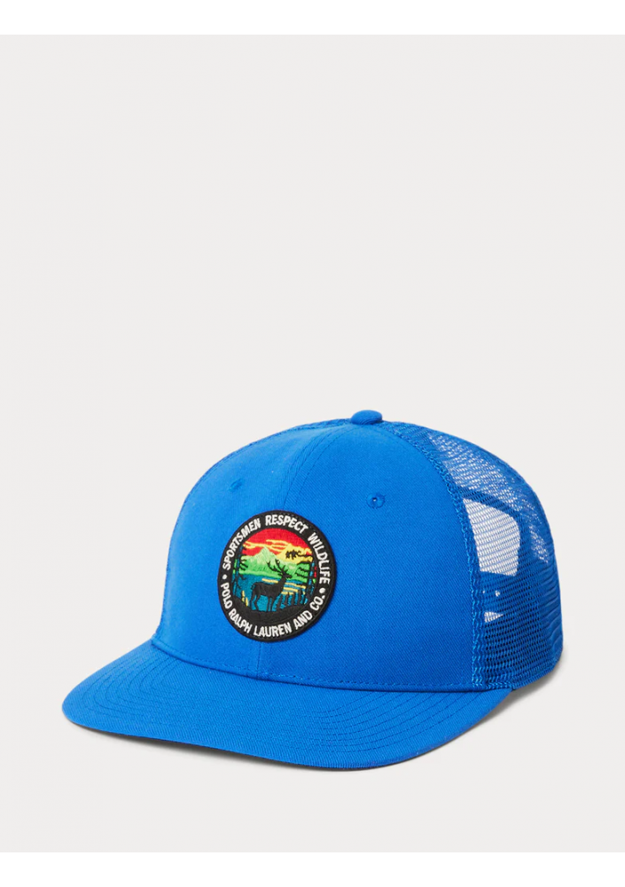 Polo Ralph Lauren Logo-Patch Twill Trucker, Blue Saturn Czapka