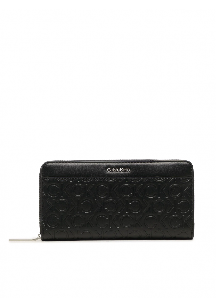 Calvin Klein Duży Portfel Damski Ck Must Lg Z/A Wlt W/Slip-Emb Mn K60K610973 Czarny