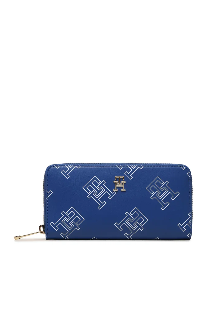 Tommy Hilfiger Duży Portfel Damski Iconic Tommy Large Za Mono AW0AW15143 Niebieski