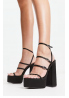 Steve Madden Elavator Sandały na platformie w kolorze czarnym satynowym