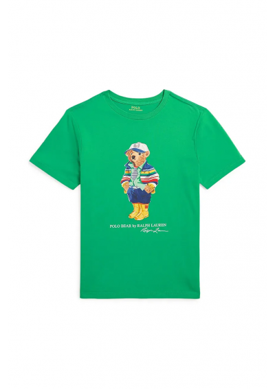 Polo Ralph Lauren t-shirt bawełniany dziecięcy kolor zielony z nadrukiem 323853828042