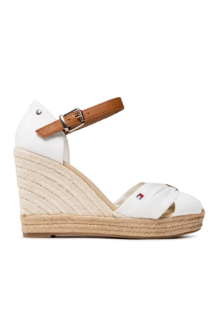 Tommy Hilfiger Espadryle Basic Opened Toe High Wedge FW0FW04784 Biały
