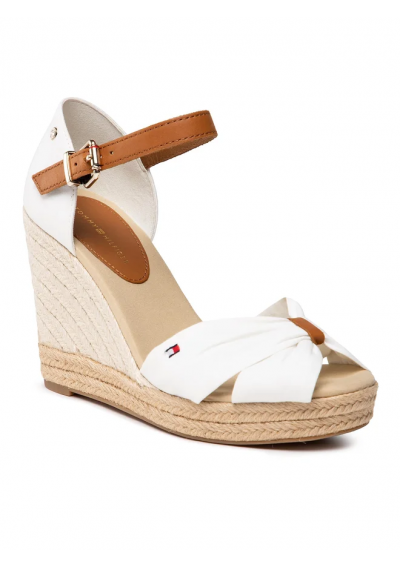 Tommy Hilfiger Espadryle Basic Opened Toe High Wedge FW0FW04784 Biały