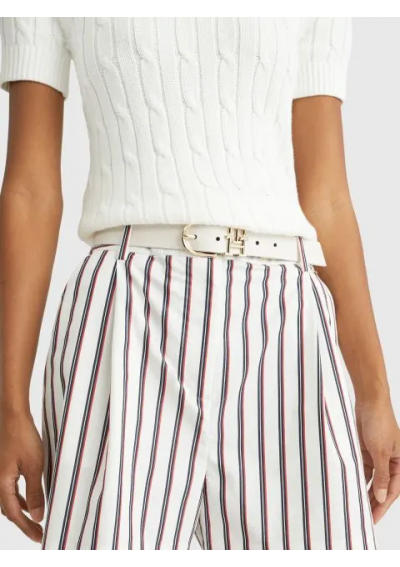 TOMMY HILFIGER Luksusowy skórzany pasek z monogramem AW0AW14628