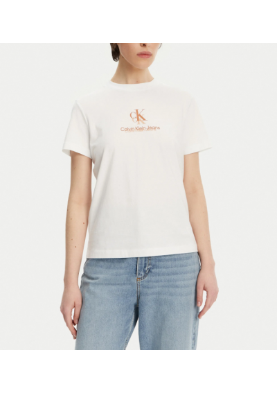 Calvin Klein Jeans T-Shirt Shadow Graphic J20J225545 Biały Regular Fit