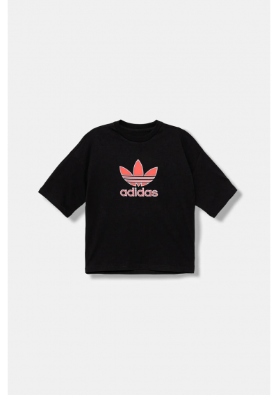 adidas Originals t-shirt bawełniany dziecięcy kolor czarny z nadrukiem JV7777