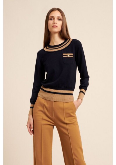 Luisa Spagnoli Sweter Micellare 576819 Czarny Regular Fit